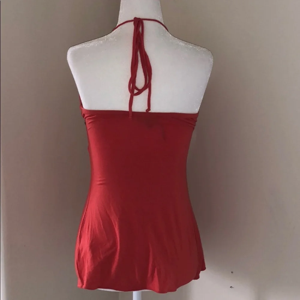 Sky Red Halter Empire Waist Tank with Decorative Trim size S FINAL MARKDOWN - Picture 4 of 4